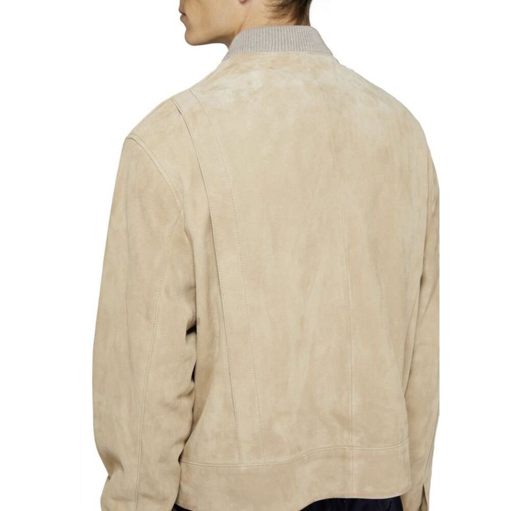 Ami Paris Alexandre Mattiussi Mens Suede Bomber Jacket Small Champagne NWT $1955 - Picture 4 of 6